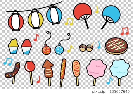 色彩繽紛的手繪夏季節慶插畫集 135637649