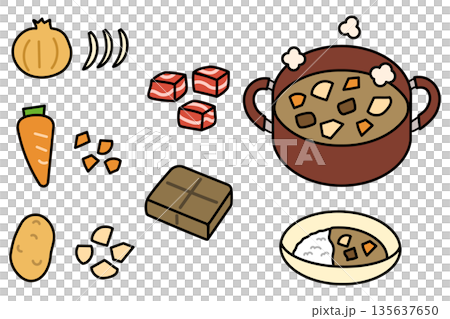 咖哩製作插圖套裝 135637650