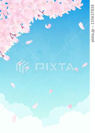 桜と青空のイラスト_縦2 135637838
