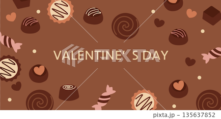 Valentine's Day Material Chocolate Background Illustration Sweets Valentine's Day Material Chocolate Background Illustration Sweets 135637852