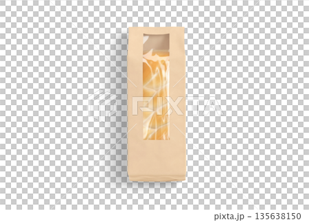 Blank craft paper pack with window for bread mockup, png, transparent background,3d rendering. Empty baguette or toast loaf protection packaged mock up, cut out. Clear brown papery wrapping template. Blank craft paper pack with window for bread mockup, png, transparent background,3d rendering. Empty baguette or toast loaf protection packaged mock up, cut out. Clear brown papery wrapping template. 135638150