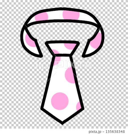 ネクタイのシンプルアイコン素材(ピンク水玉) 135638348