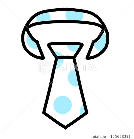 ネクタイのシンプルアイコン素材(水色水玉) 135638351