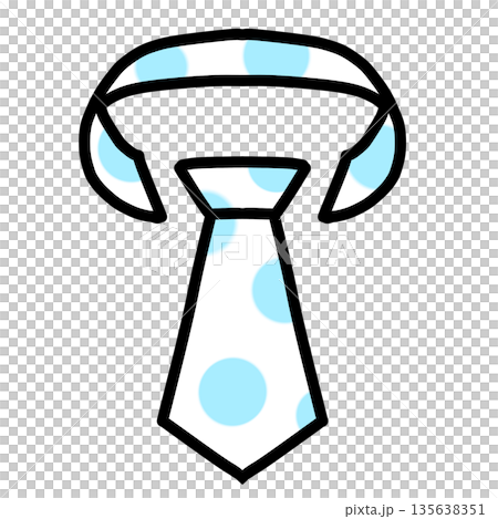ネクタイのシンプルアイコン素材(水色水玉) 135638351