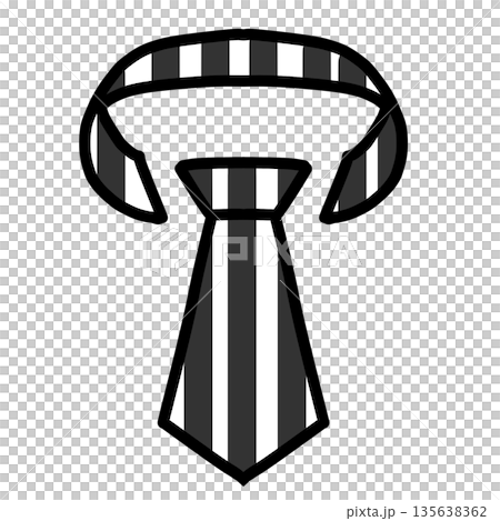ネクタイのシンプルアイコン素材(白黒ストライプ) ネクタイのシンプルアイコン素材(白黒ストライプ) 135638362