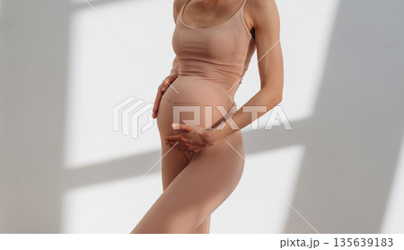 Maternity conception. Pregnant woman is indoors 135639183