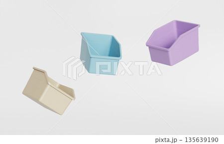 Stackable Plastic Storage Bin Mock up. 3D Rendering. 135639190