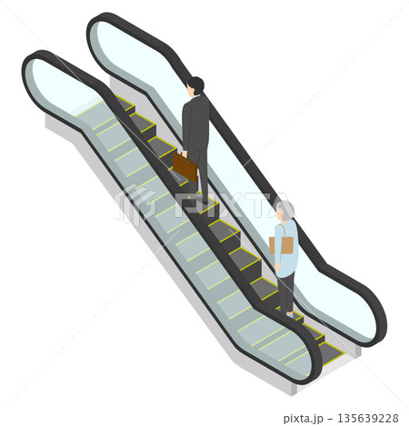 エスカレーターに乗る人々・アイソメトリック 135639228