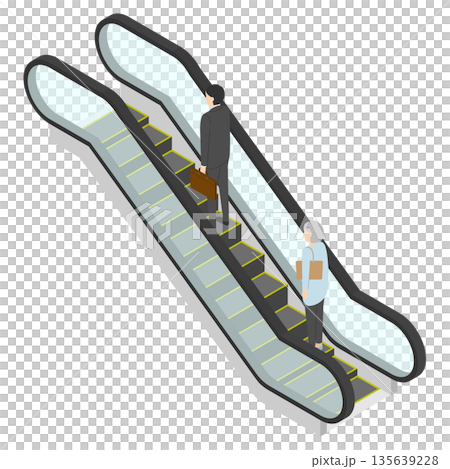 エスカレーターに乗る人々・アイソメトリック 135639228