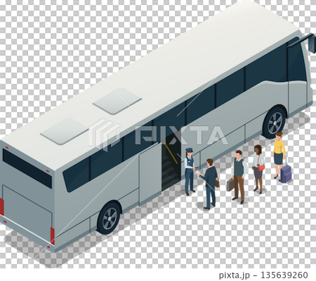Passengers lining up to board the bus 135639260