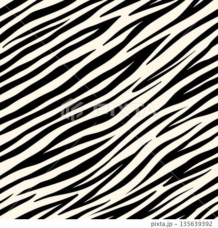 Zebra or tiger skin fur seamless pattern. Animal striped background for clothes textile or fabrics 135639392