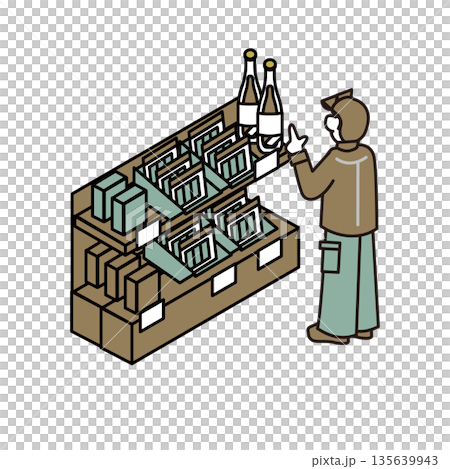 売り場でお酒や食べ物を選ぶ人の買い物シーンイラスト素材 売り場でお酒や食べ物を選ぶ人の買い物シーンイラスト素材 135639943