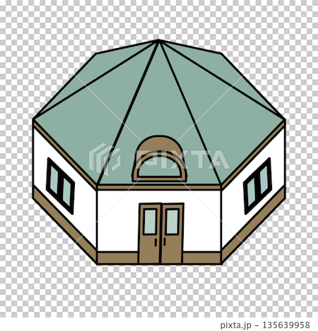 公園や公共施設にある小規模な多目的建物のイラスト素材 公園や公共施設にある小規模な多目的建物のイラスト素材 135639958