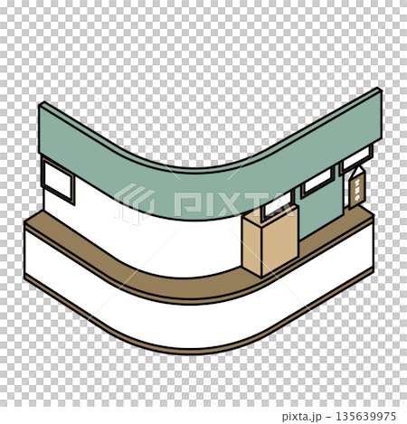 Illustration material of a curved counter that can be used in stores and facilities Illustration material of a curved counter that can be used in stores and facilities 135639975