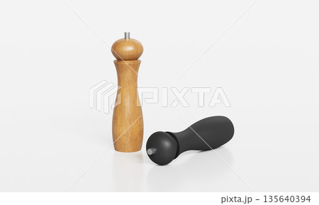 Salt and Pepper Grinder Mock up. 3D Rendering. Salt and Pepper Grinder Mock up. 3D Rendering. 135640394