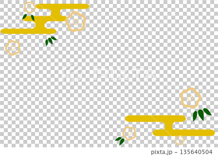 Illustration of pale yellow flowers, haze, and bamboo leaves Illustration of pale yellow flowers, haze, and bamboo leaves 135640504