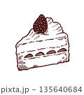 ショートケーキの手書きイラスト 135640684