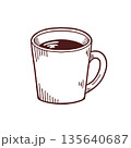 コーヒーの手書きイラスト 135640687