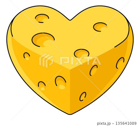 Love of Cheese Heart Shaped Food Concept 135641089