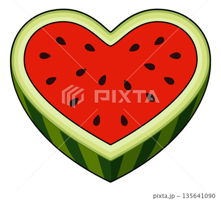 Love of Watermelon Heart Shaped Fruit Concept 135641090