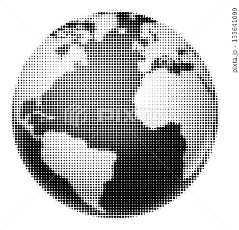 Black White World Planet Earth Globe Map Halftone Black White World Planet Earth Globe Map Halftone 135641099