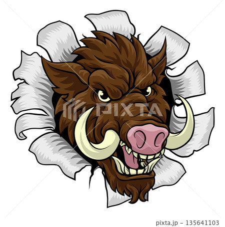 Boar Wild Hog Razorback Warthog Pig Sports Mascot 135641103