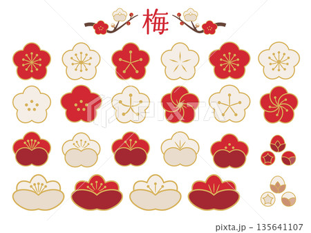 梅の花アイコンセット_紅白 135641107