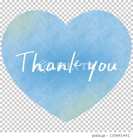 水彩 ハート Thank you 水色 135641441