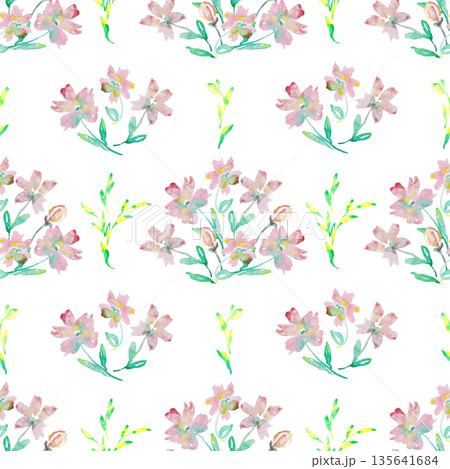 Watercolor Pink Floral Pattern Seamless Ditsy Watercolor Pink Floral Pattern Seamless Ditsy 135641684