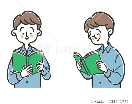 本を読んでいる男性　ベクター 135641772