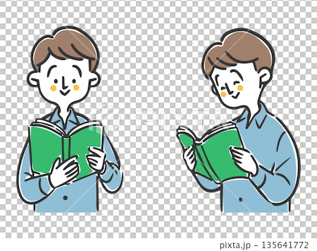 本を読んでいる男性　ベクター 135641772