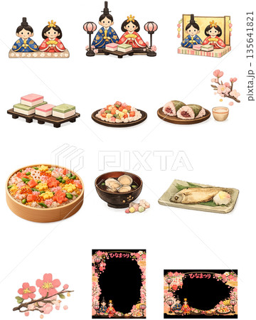 ひな祭りイラスト集 135641821