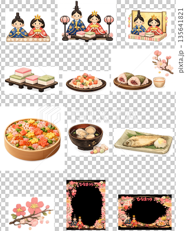 ひな祭りイラスト集 135641821