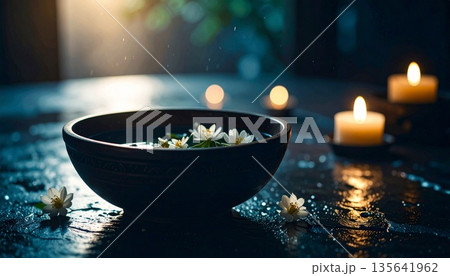 spa setting with bath salt spa setting with bath salt 135641962