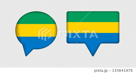 Flag of Gabon in speech bubble. Flag of Gabon in speech bubble. 135641978