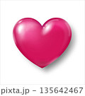 A voluminous pink heart with highlights on a white background. 135642467