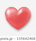 A three-dimensional coral heart with highlights and shadows on a transparent background. 135642468
