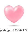 A three-dimensional pink heart with highlights and shadows on a white background. A heart icon for your design. 135642474