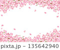 桜吹雪のデザインフレーム　背景素材 135642940