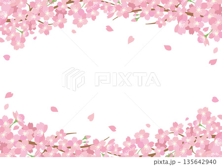 桜吹雪のデザインフレーム　背景素材 135642940