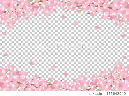 Cherry blossom snowflake design frame background material Cherry blossom snowflake design frame background material 135642940