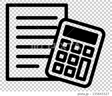 Document and calculator quote/calculation icon Simple business icon Document and calculator quote/calculation icon Simple business icon 135643327