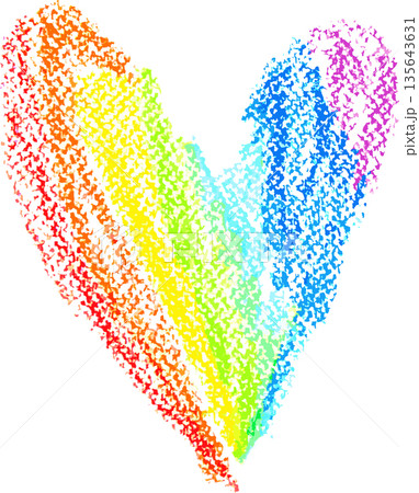 Chalk Drawn Rainbow Heart Child Illustration 135643631