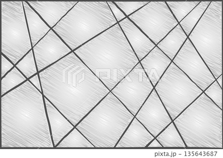 Abstract random line, geometric graphic banner, grey monochrome gradient colour scribble line background. Straight chaotic sketch lines pattern. Modern design vector illustration 135643687