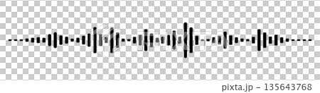 白色背景上的音訊頻譜水平素材 | 黑色條形音訊波形 | 簡約扁平化設計 | 音樂/聲音 135643768