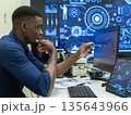 Black Researcher Making a Quantum Computing Experiment 135643966