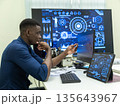 Black Researcher Making a Quantum Computing Experiment 135643967