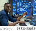 Black Researcher Making a Quantum Computing Experiment 135643968