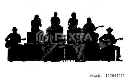 Black Solid Singer Sitting Amplifier...のイラスト素材 [135644033] - PIXTA