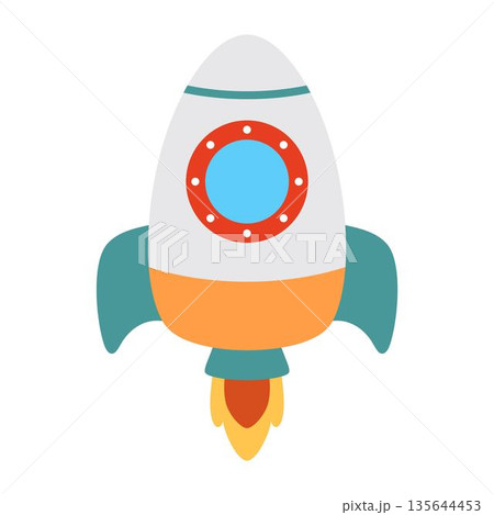 cartoon rocket isolated, flat style cartoon rocket isolated, flat style 135644453